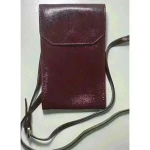 NORDSTROM Patent Genuine Leather Crossbody Phone Purse Maroon‎ Purple